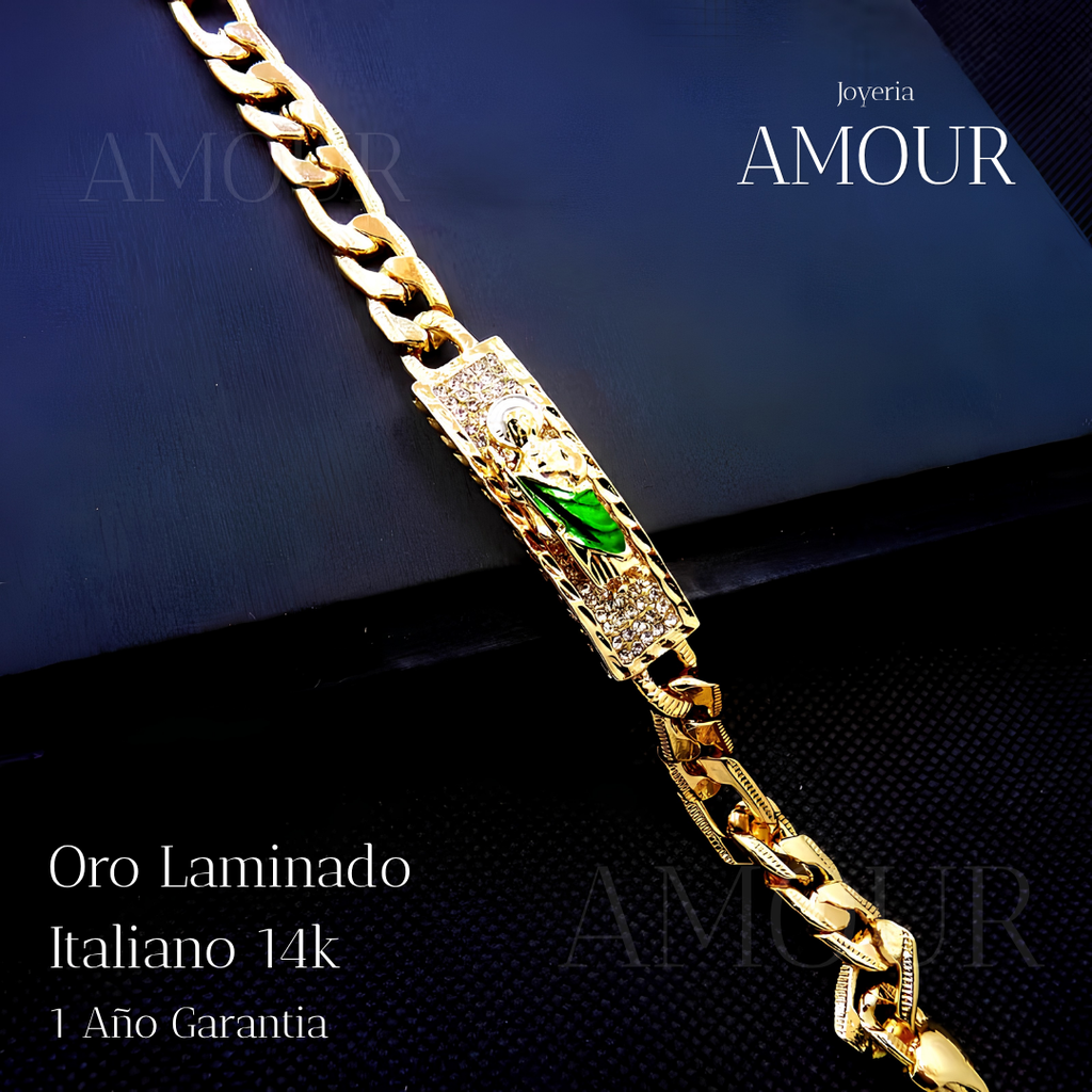 Pulsera San Judas Tadeo en Oro Laminado 14k Italiano