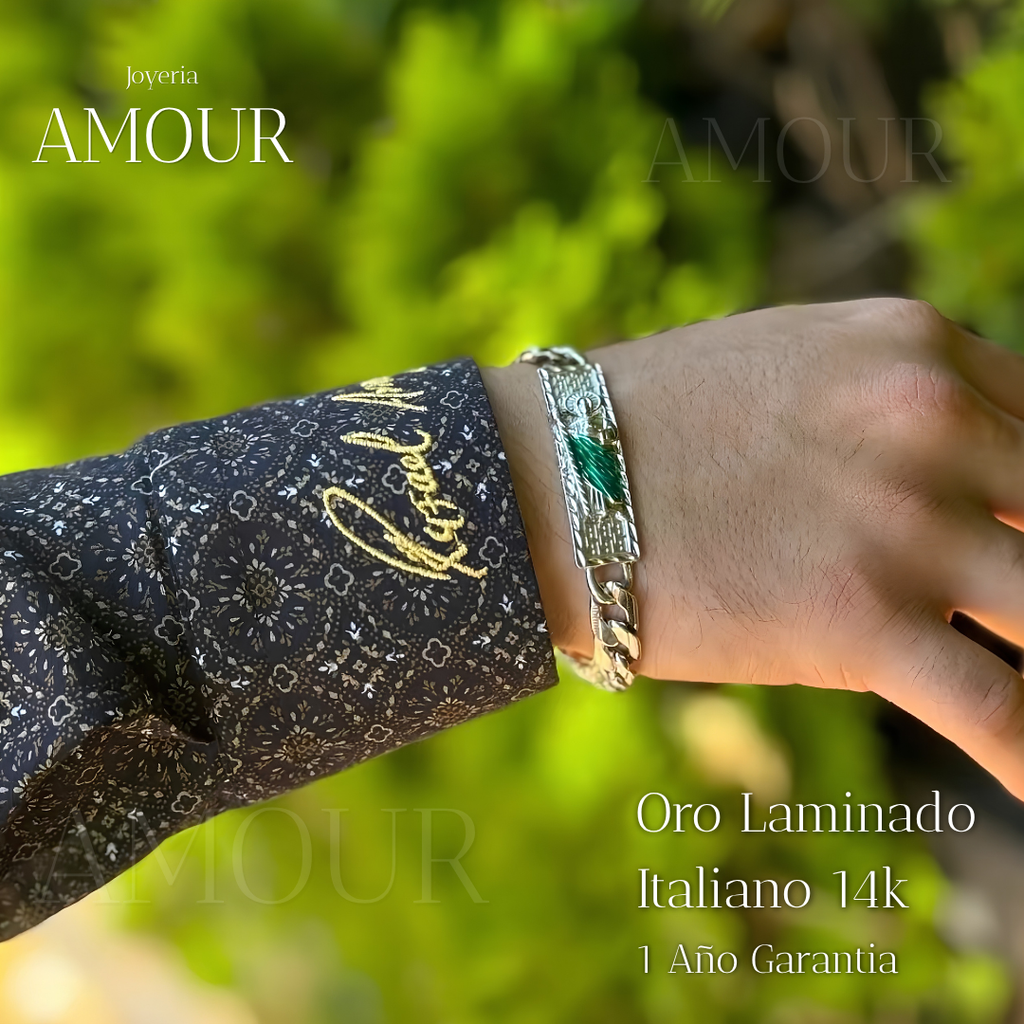 Pulsera San Judas Tadeo en Oro Laminado 14k Italiano