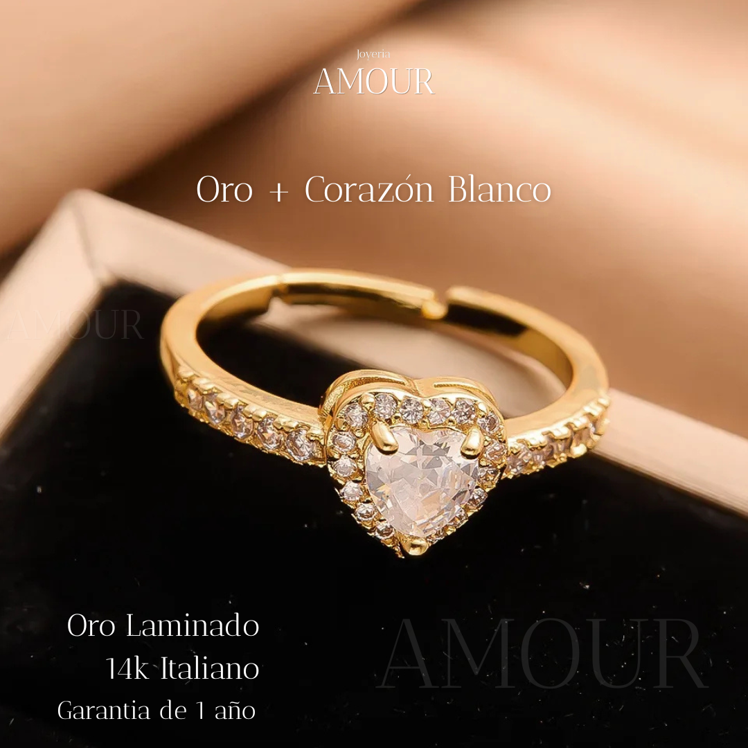 Anillo Dulce Corazon Laminado en Oro blanco, rosa y amarillo